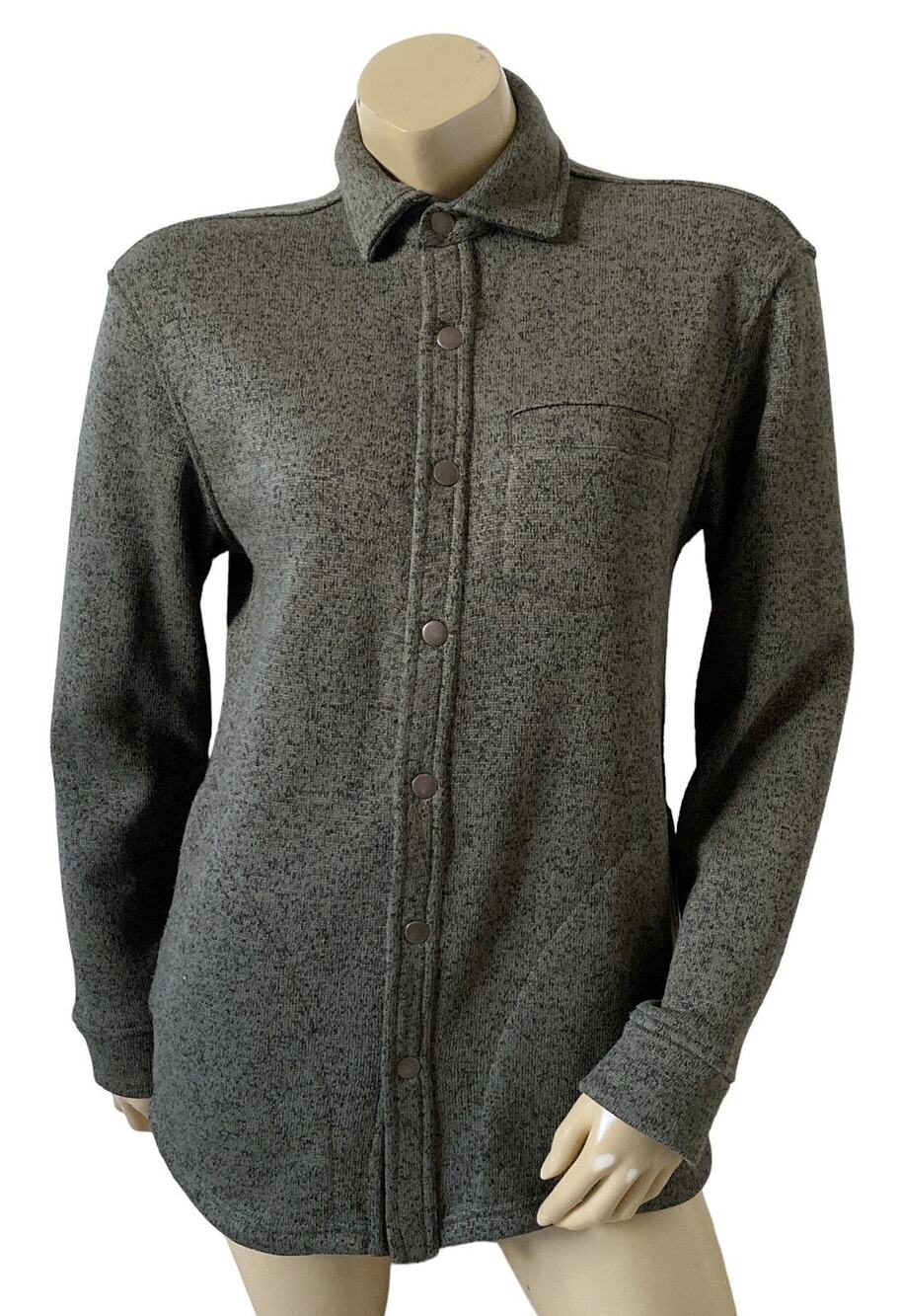 Solaris Shacket Jacket Womens Small Green Fleece Snap Front Long Sleeve Casual